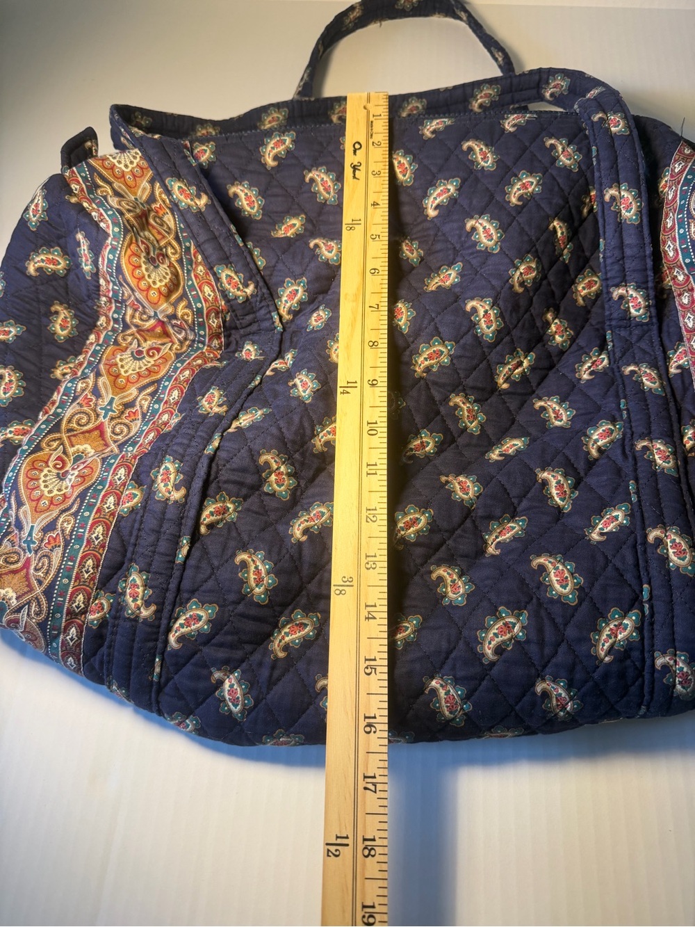 Vera Bradley Navy Quilted Paisley Tote with Rust and Cream Accents - Picture 5 of 9